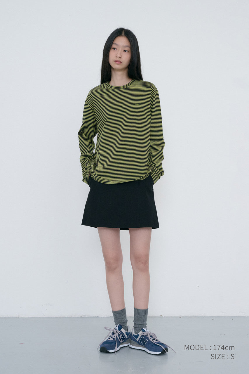 Dunst Unisex Muted Striped T-Shirt Olive Khaki