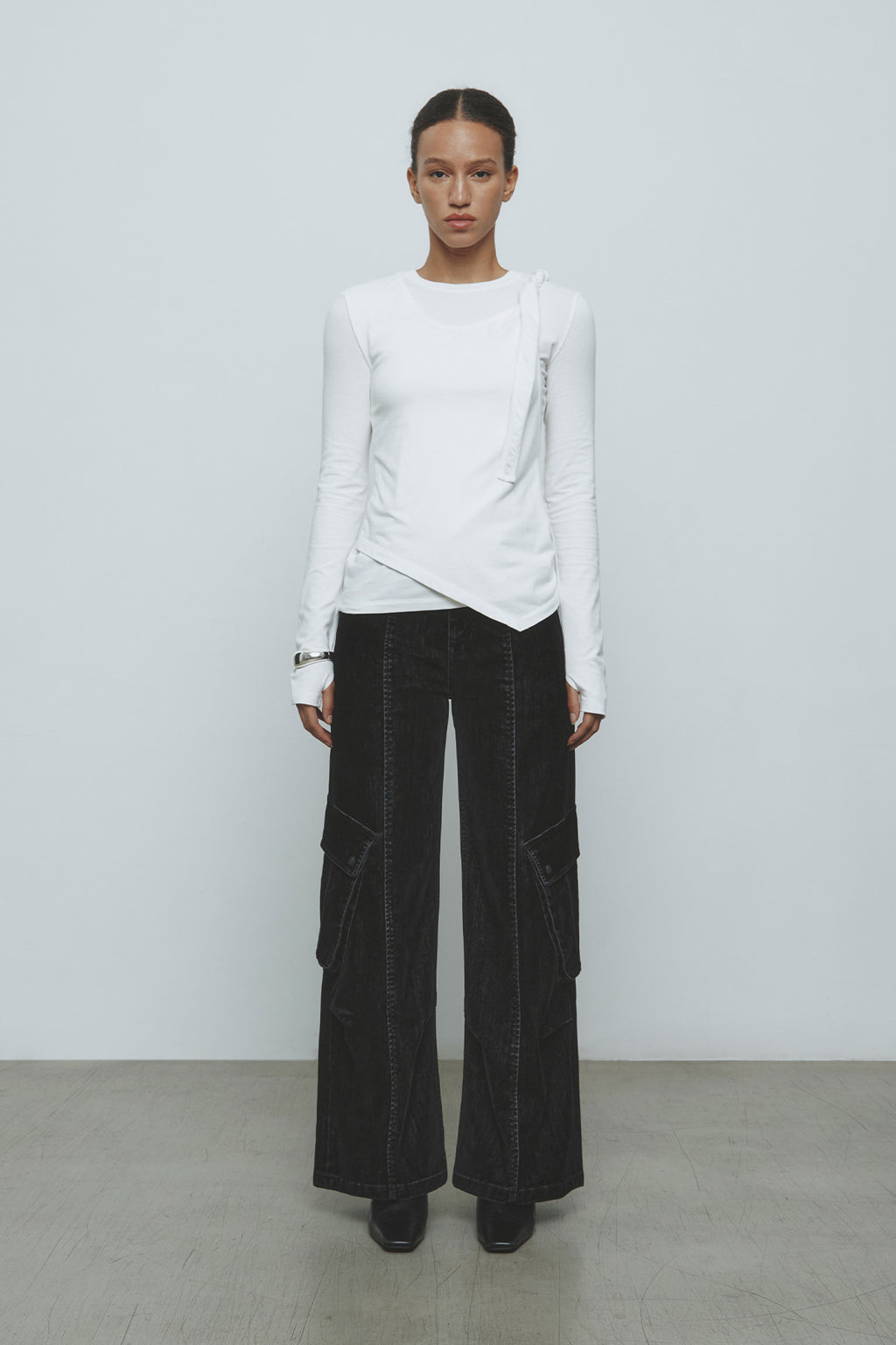 Matinkim Semi Boots Cut Velvet Denim Pants IN Black