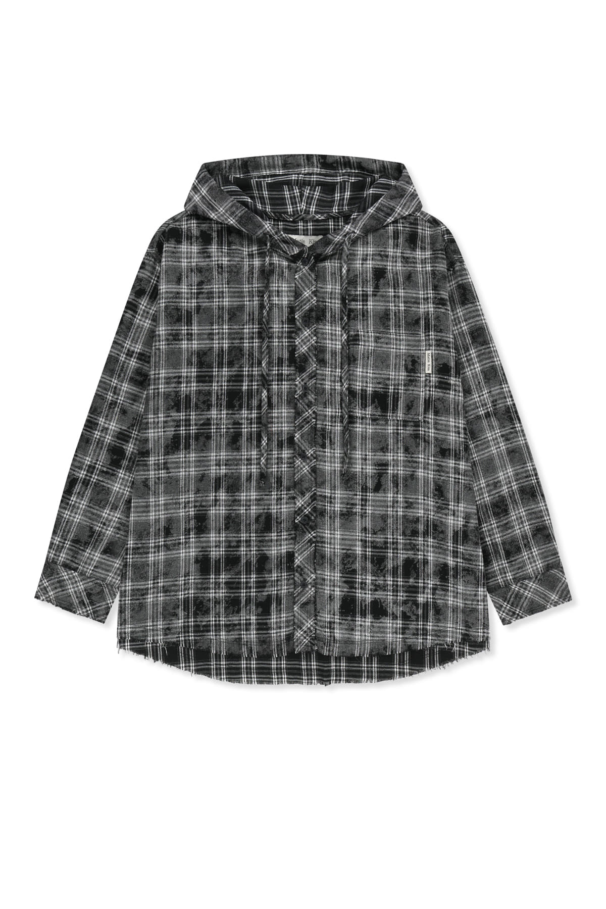 Matinkim Raw Cut Check Hooded Shirt IN Black