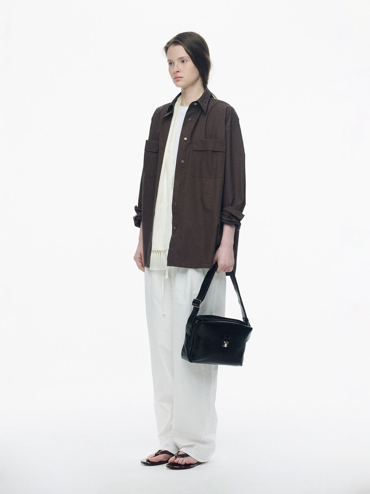 Nothing Written Double pocket cotton shirt (Dark brown)