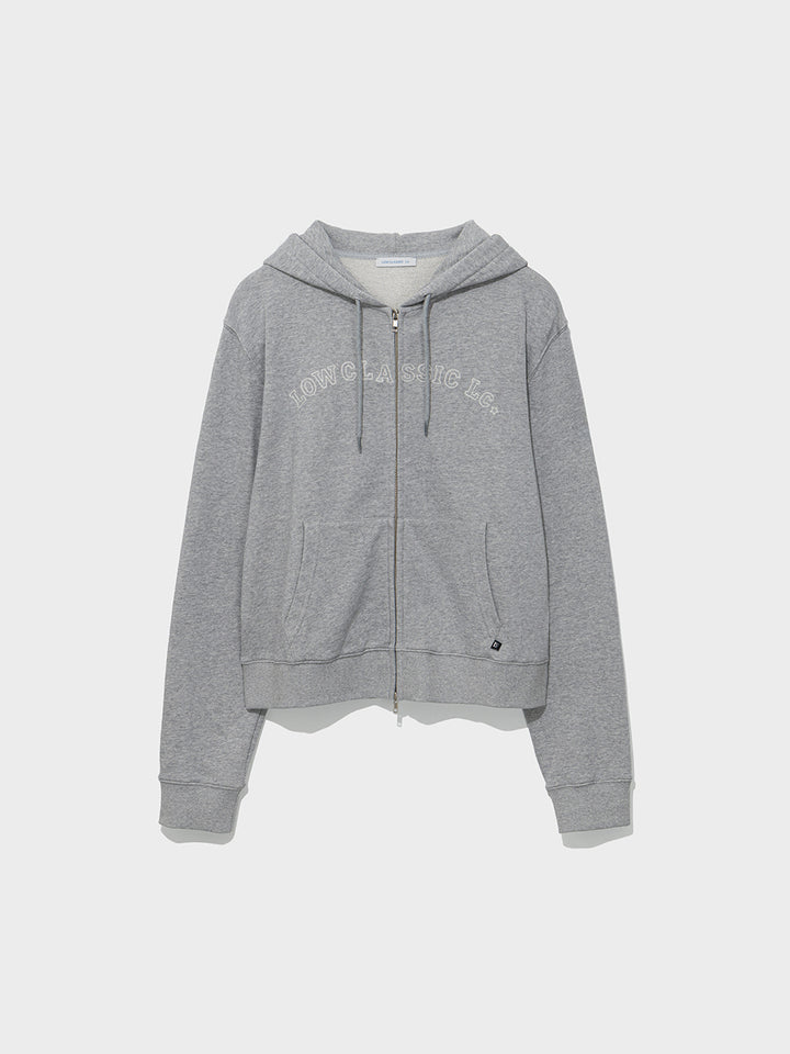 Low Classic Lc Regular Zip-Up Hoodie Melange Grey