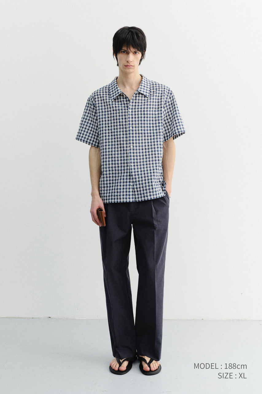 Dunst Unisex Checked Pajama Shirt Navy Check