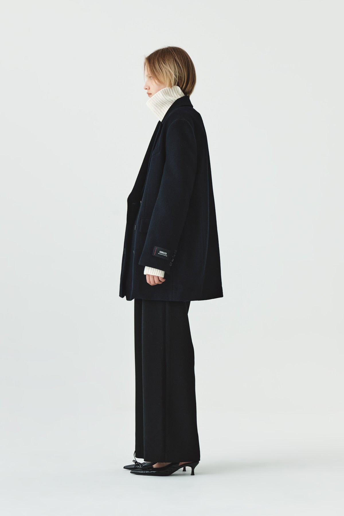 Matinkim Overfit Midi Double Coat IN Navy