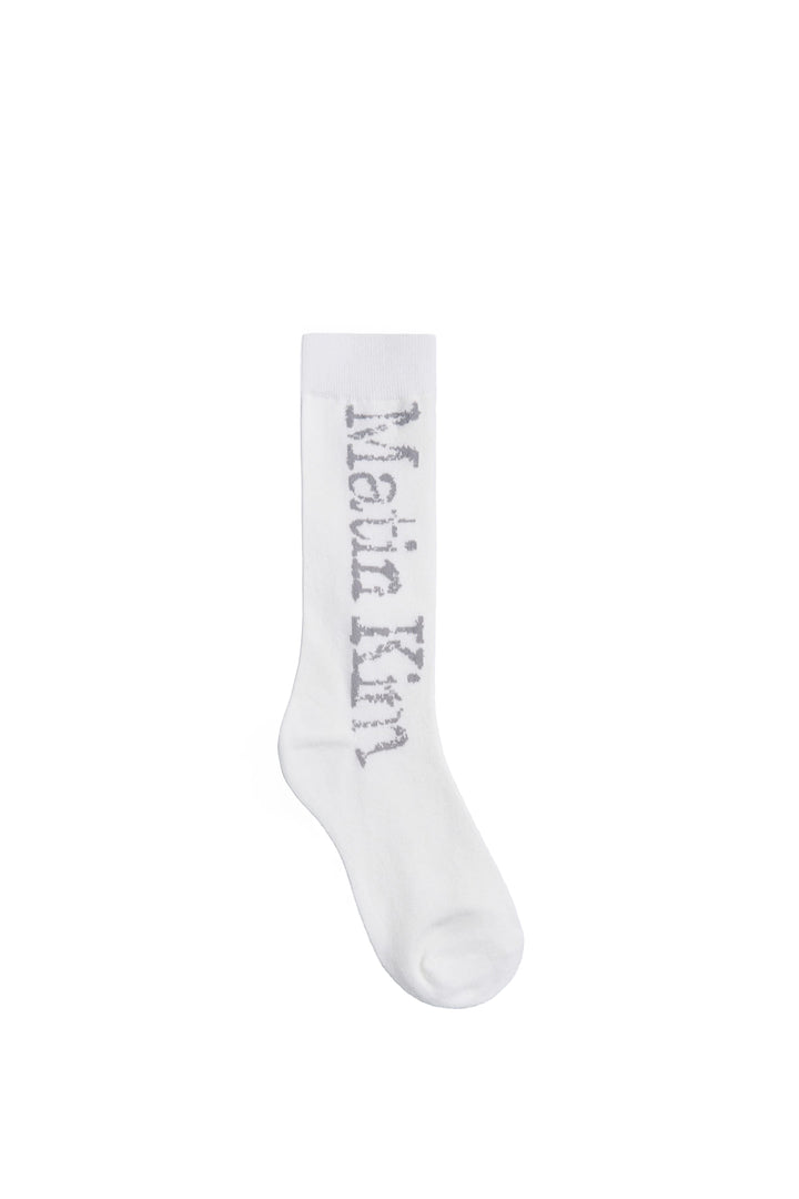 Matinkim Cracked Logo Jacquard Socks IN White