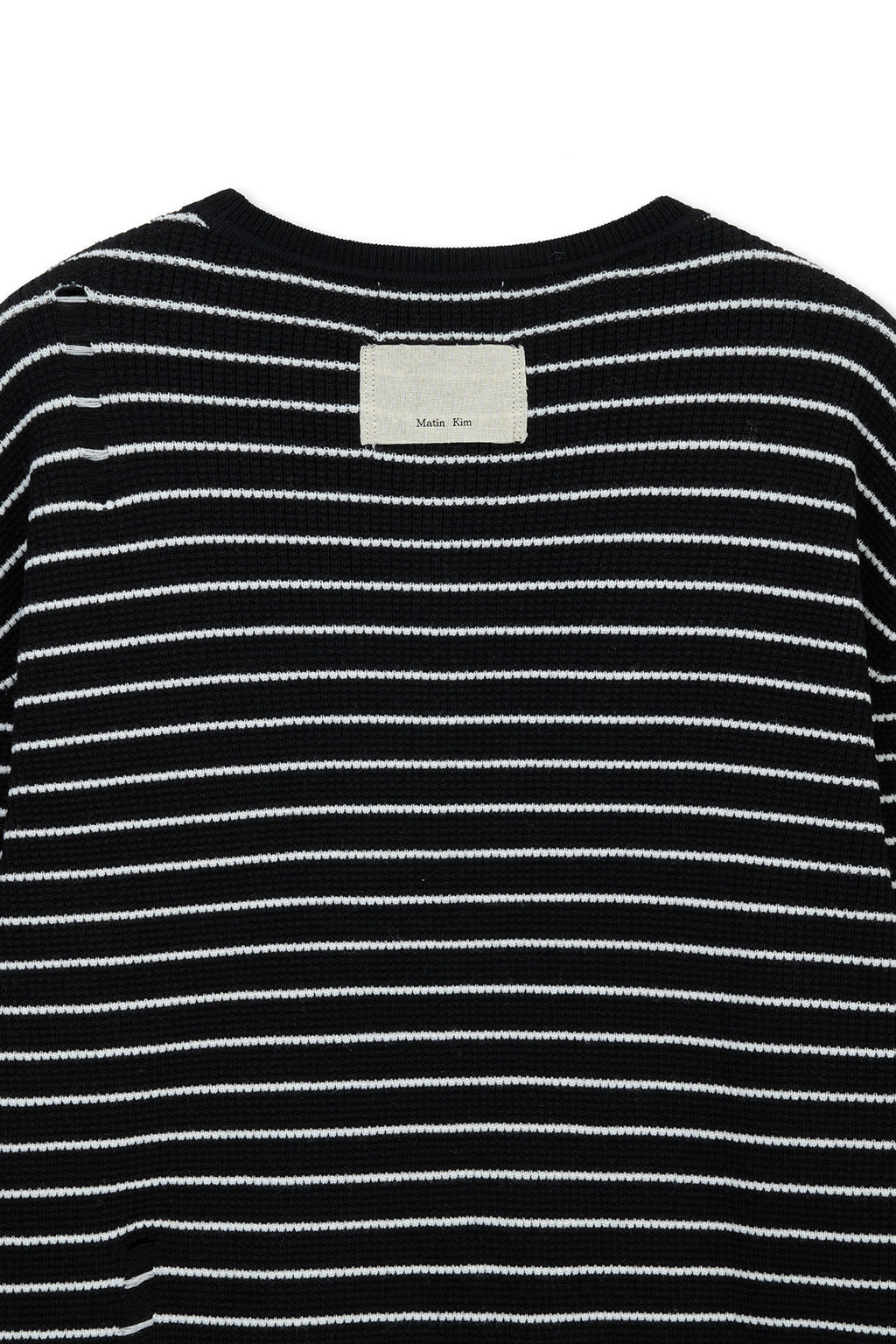 Matinkim Stripe Damaged Loose Pullover IN Black