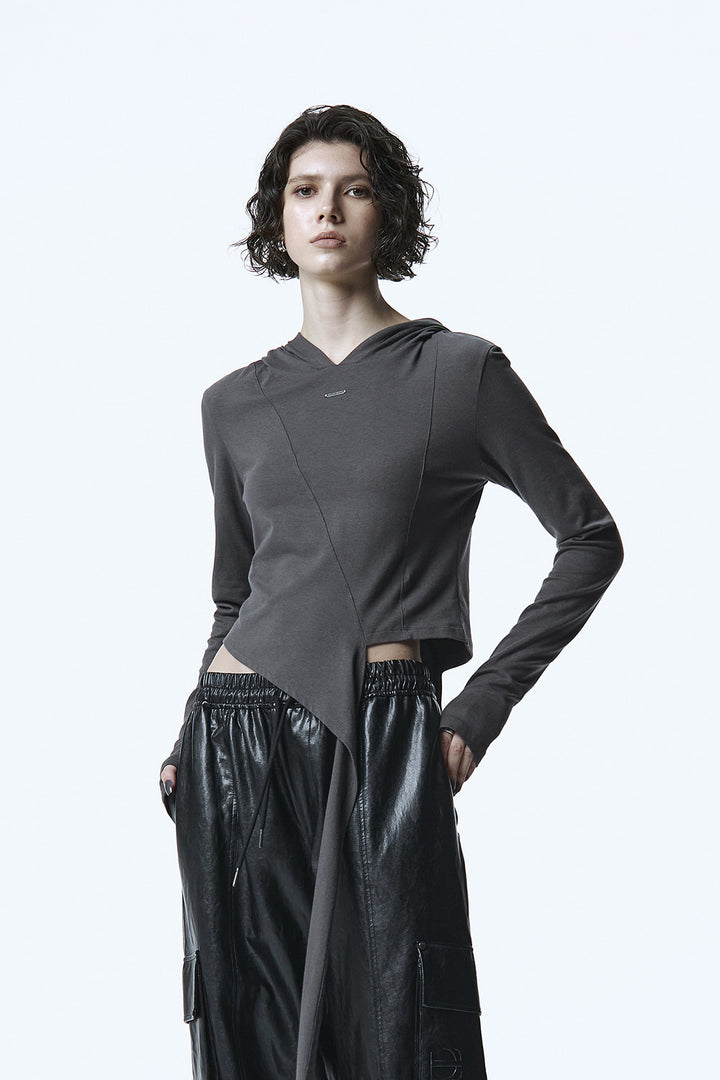 Treemingbird Tie Long Sleeve Hoodie Charcoal