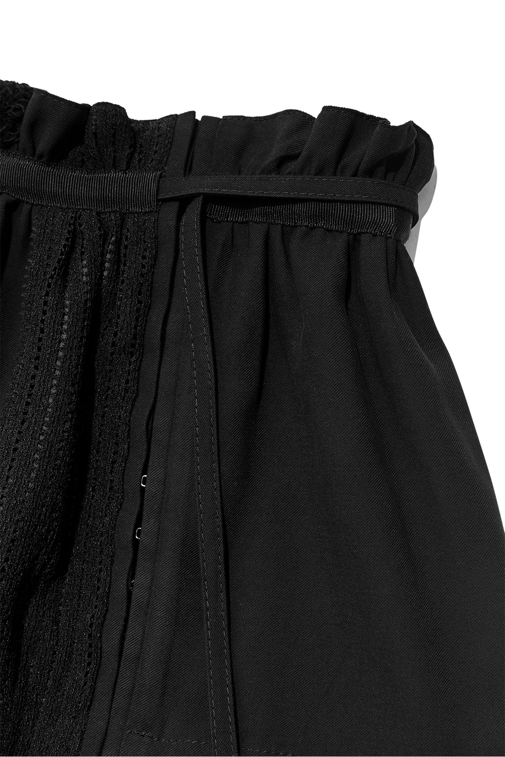 [matinkim] ROUGH PATCHWORK LAYERED SKIRT IN BLACK