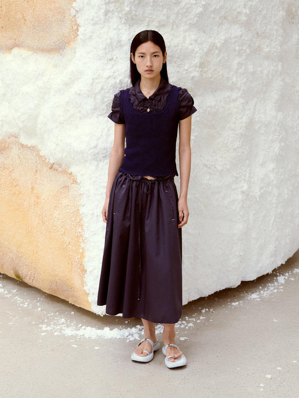 Low Classic Drawstring Midi Skirt Navy
