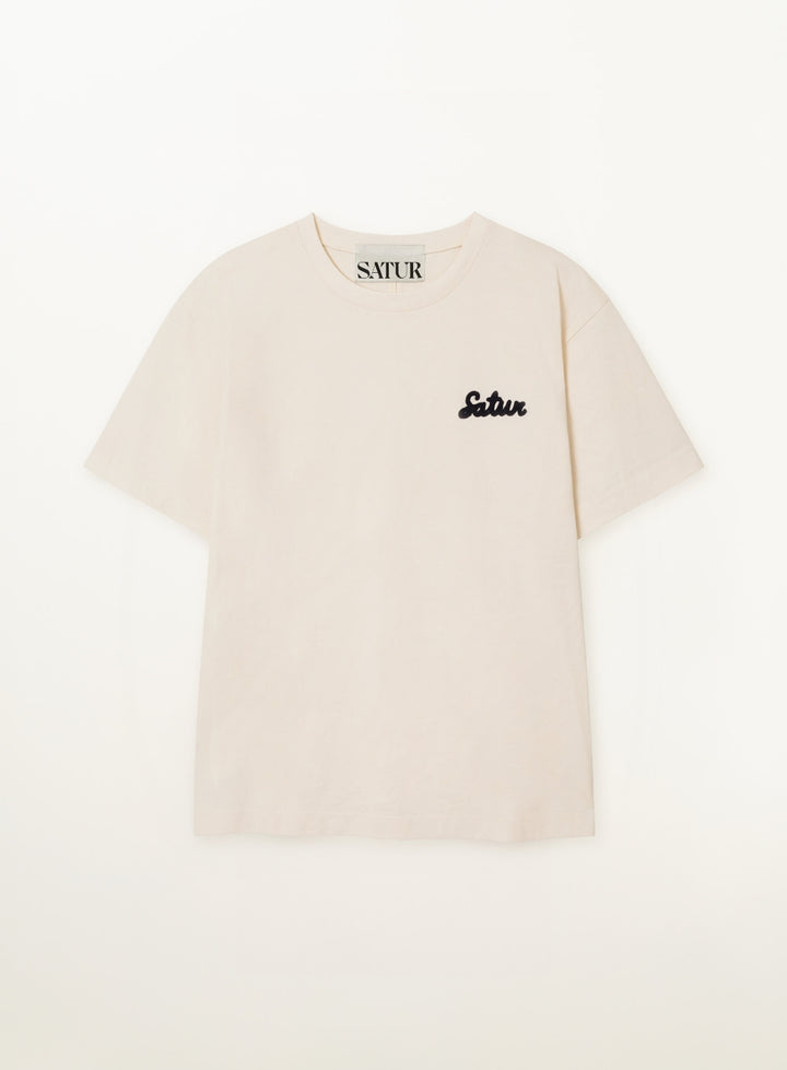 Satur Flowing Small Logo T-Shirt - Cream