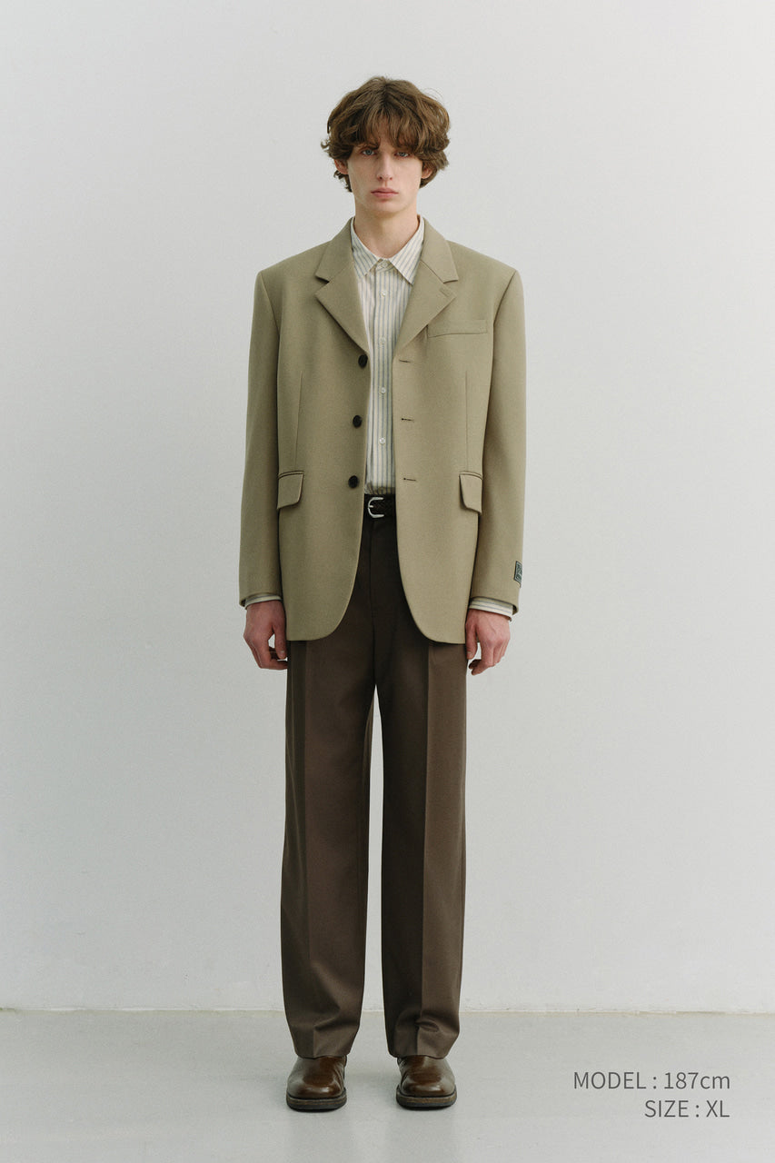 Dunst Unisex 3 Button Wool Blazer Khaki Beige