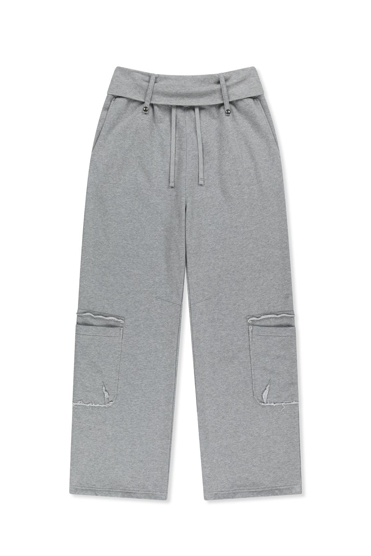Matinkim Mixed Waffle Foldover Waist Jersey Pants IN Grey
