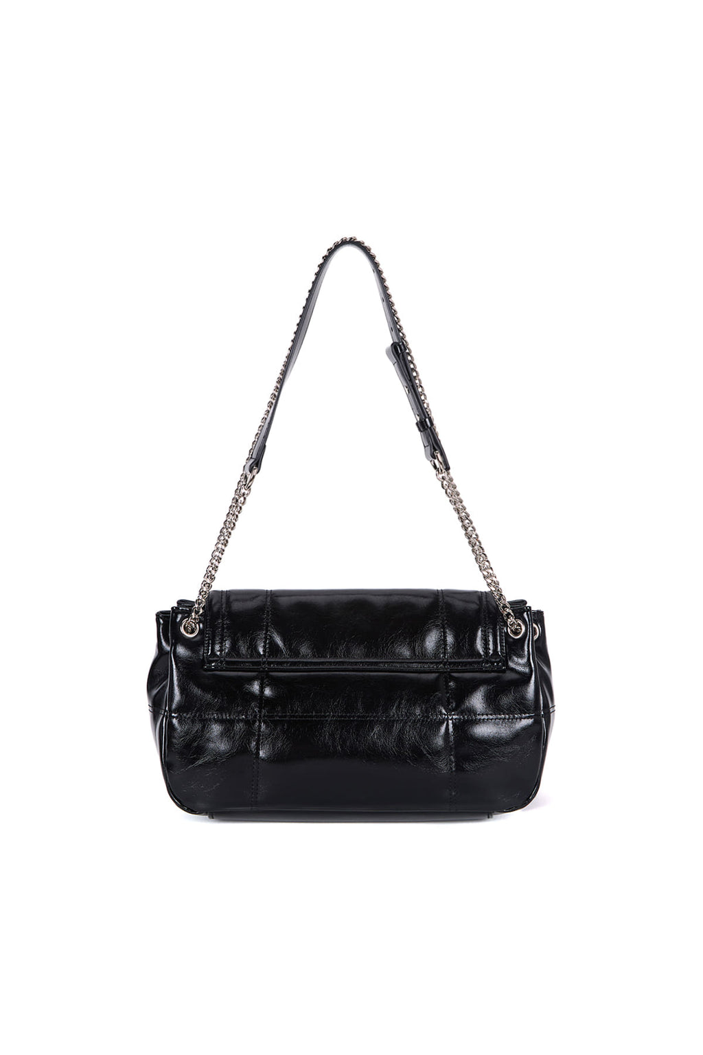 [matinkim] GLOSSY QUILTING MEDIUM CHAIN BAG IN BLACK