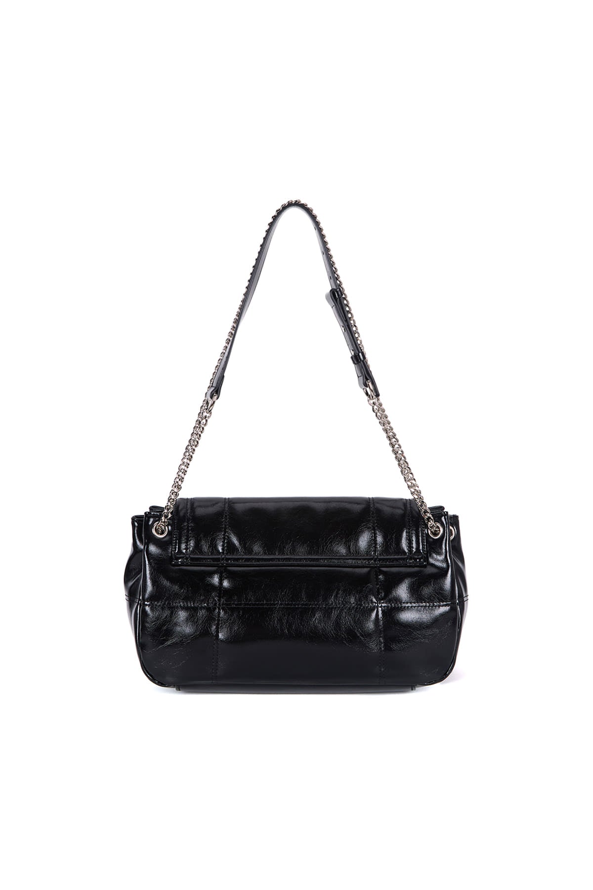 [matinkim] GLOSSY QUILTING MEDIUM CHAIN BAG IN BLACK