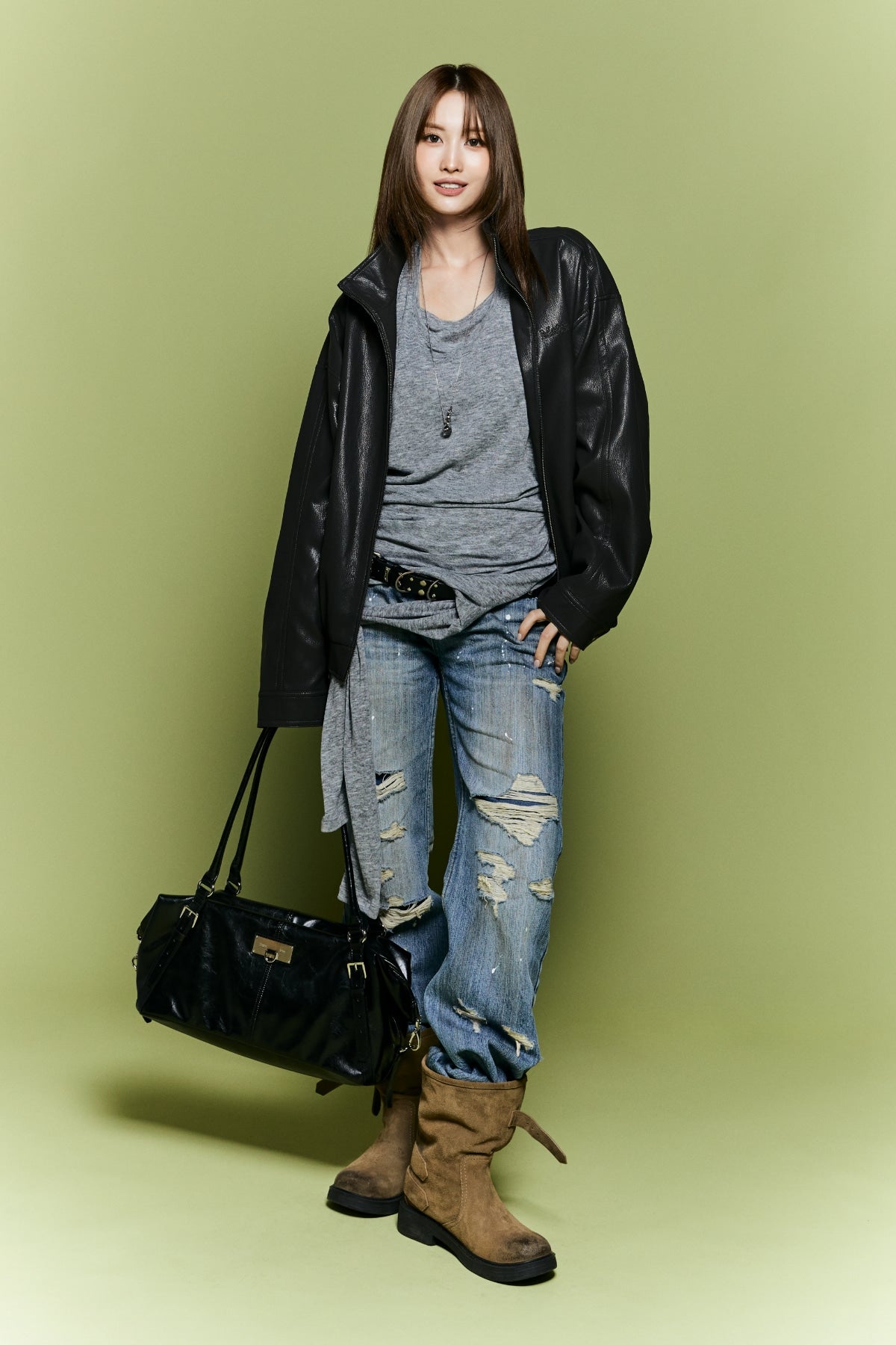 Matinkim Slub Damage Bootcut Denim Pants IN Blue