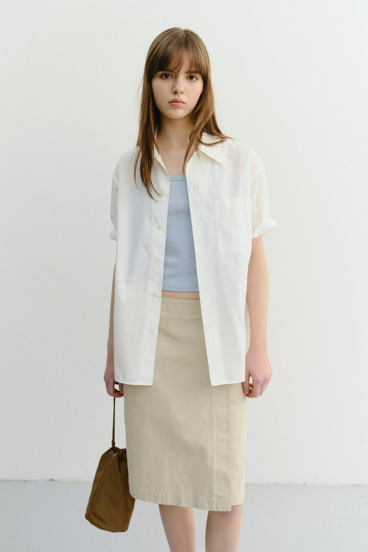 Dunst Unisex Open Collared Striped Shirt White