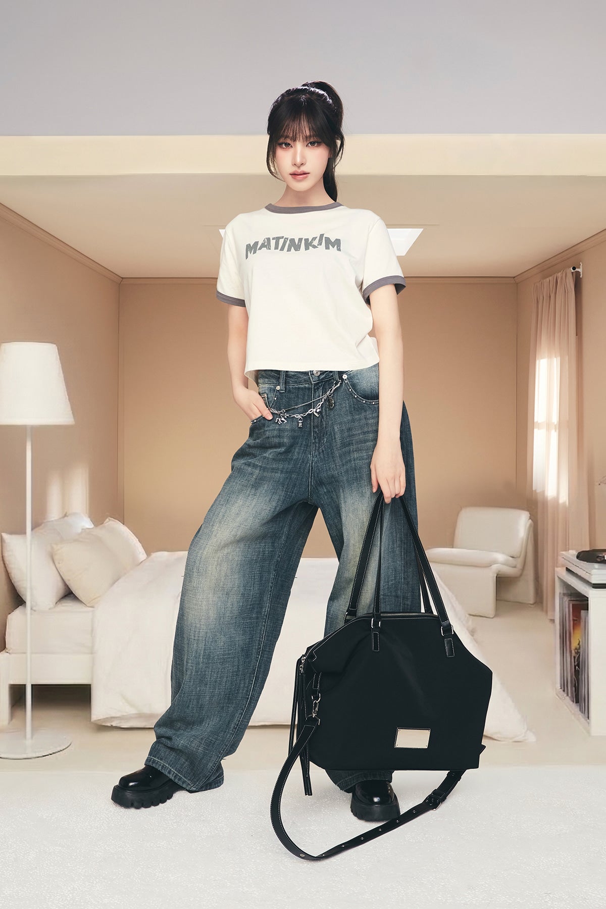 Matinkim Matin Logo Stitch Two Way Big Bag IN Black