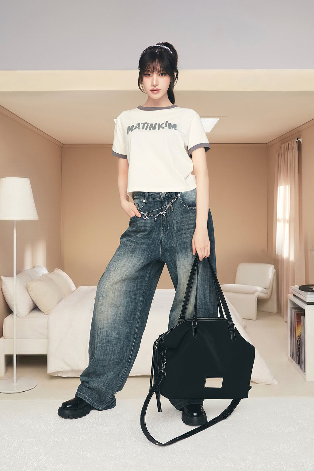 Matinkim Matin Logo Stitch Two Way Big Bag IN Black