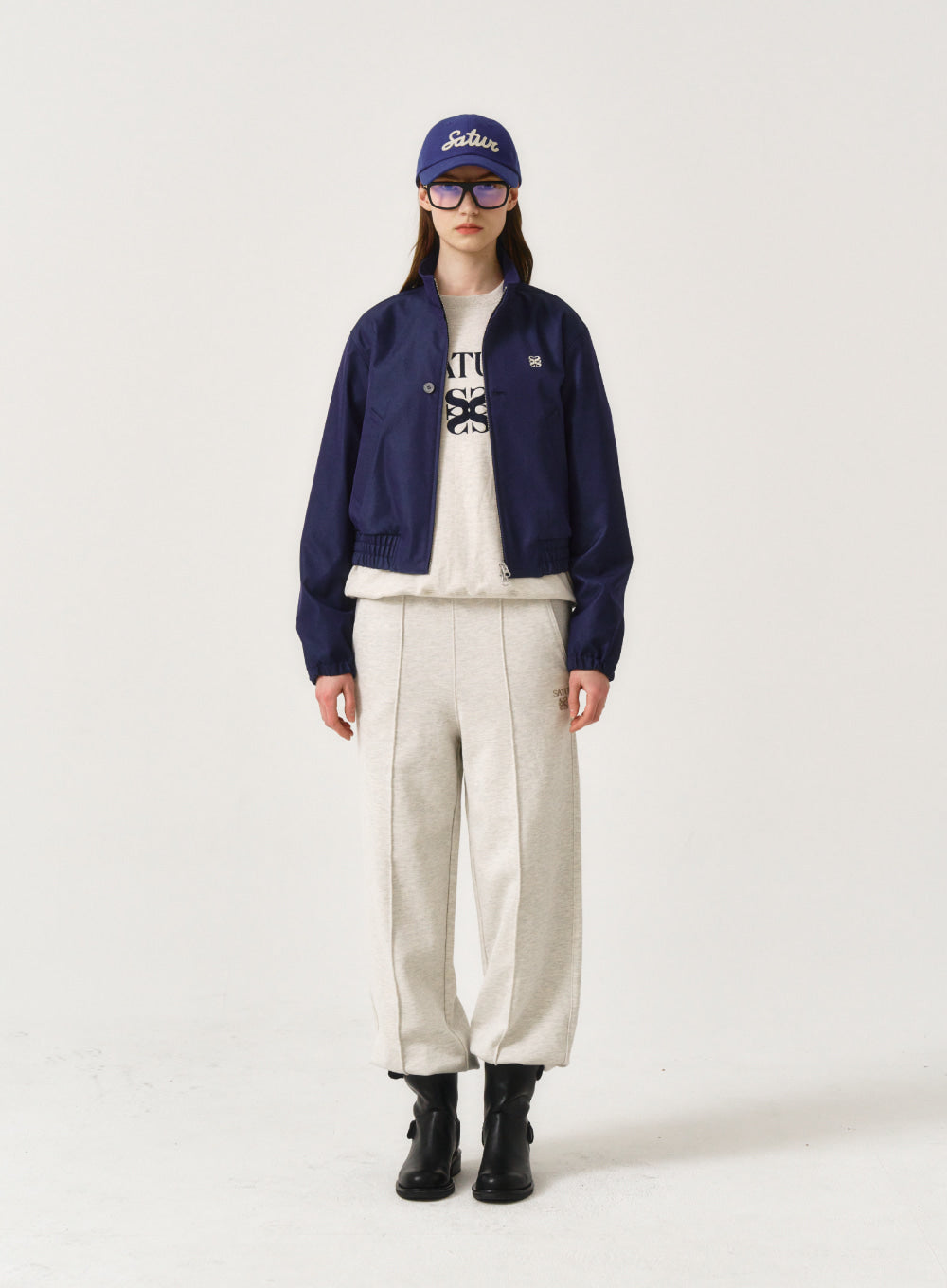 [satur] (W) Lecce Two Tone Zip Up Jacket - Glitter Retro Blue