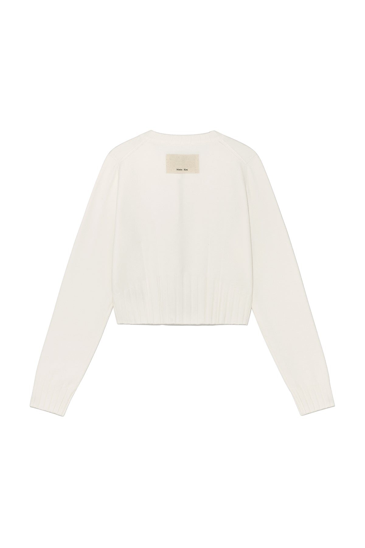 [matinkim] ROUND NECK ZIP UP CROP CARDIGAN IN IVORY