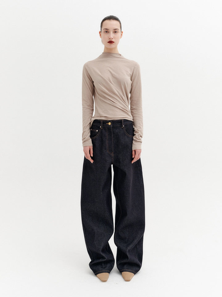 EENK Curved Fit Denim Pants - Dark Navy