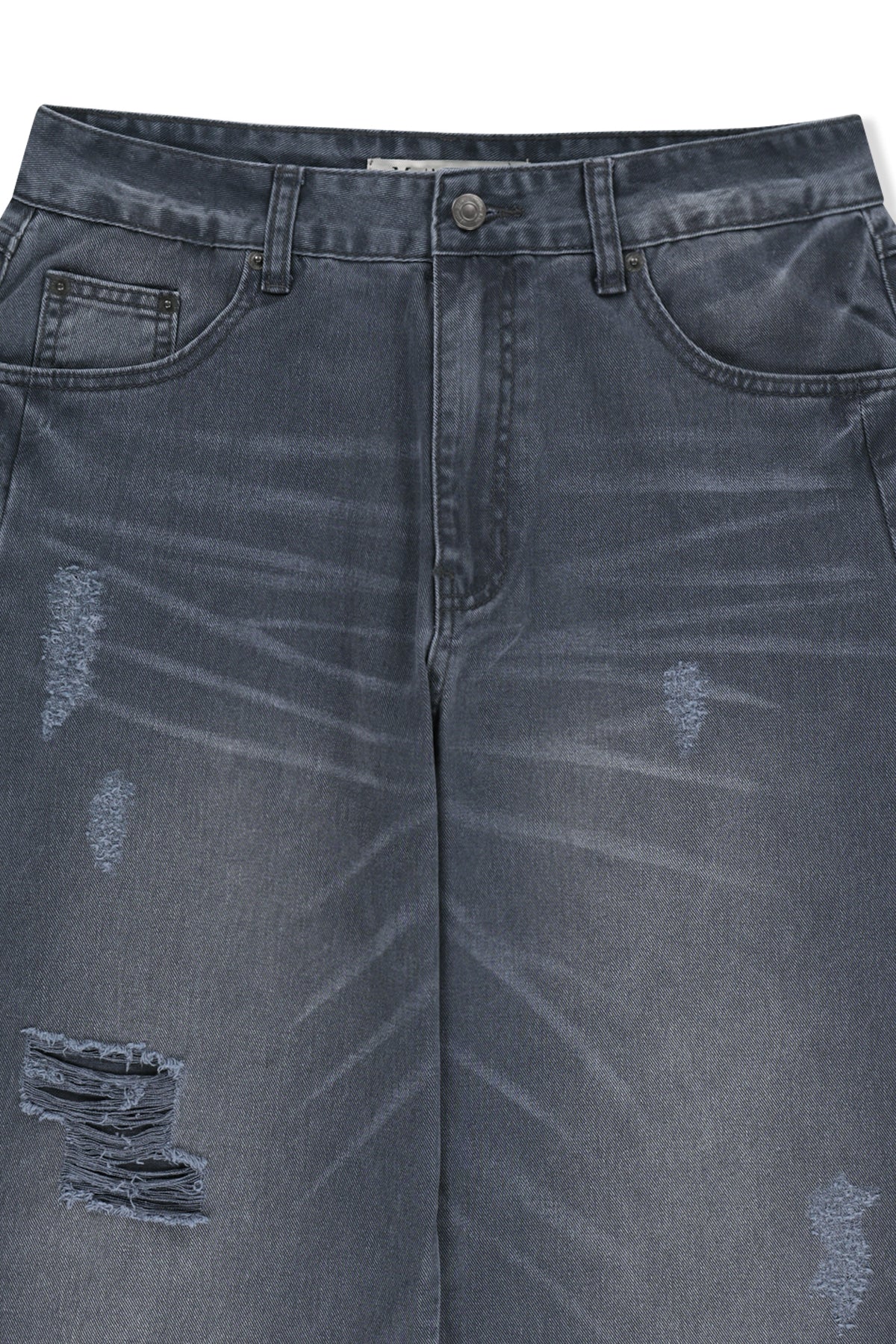 Matinkim Shadow Distressed Wide Denim Pants IN Blue