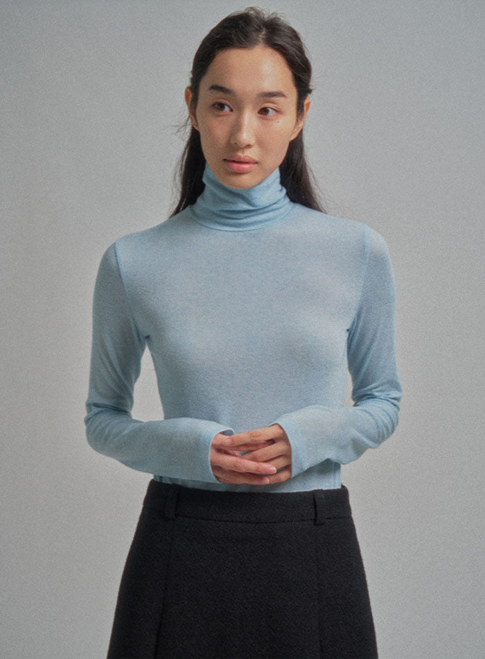 Mango Maniplease Sheerly Turtle Tee Light Blue