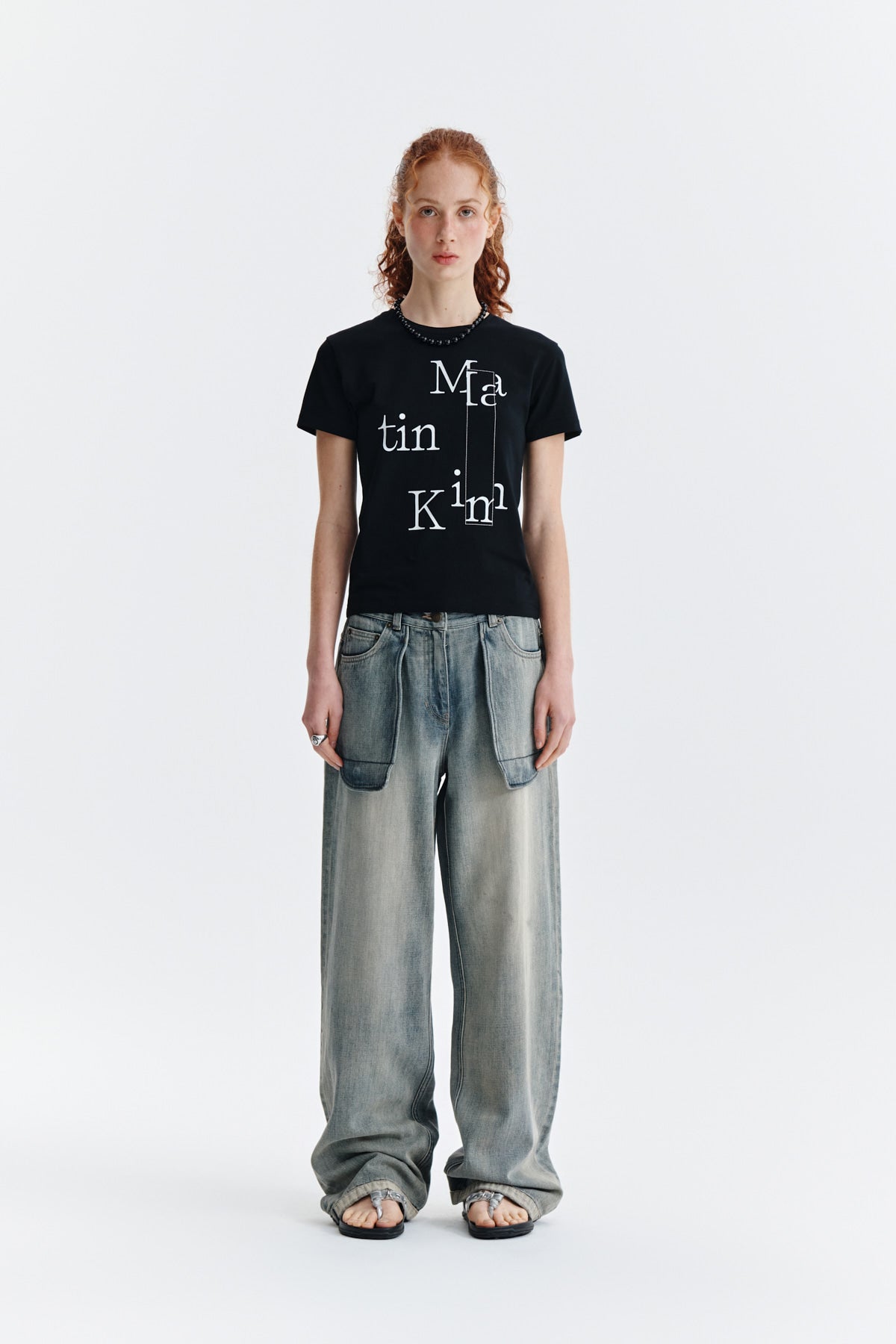Matinkim Patchwork Graphic Printing Logo Top IN Black