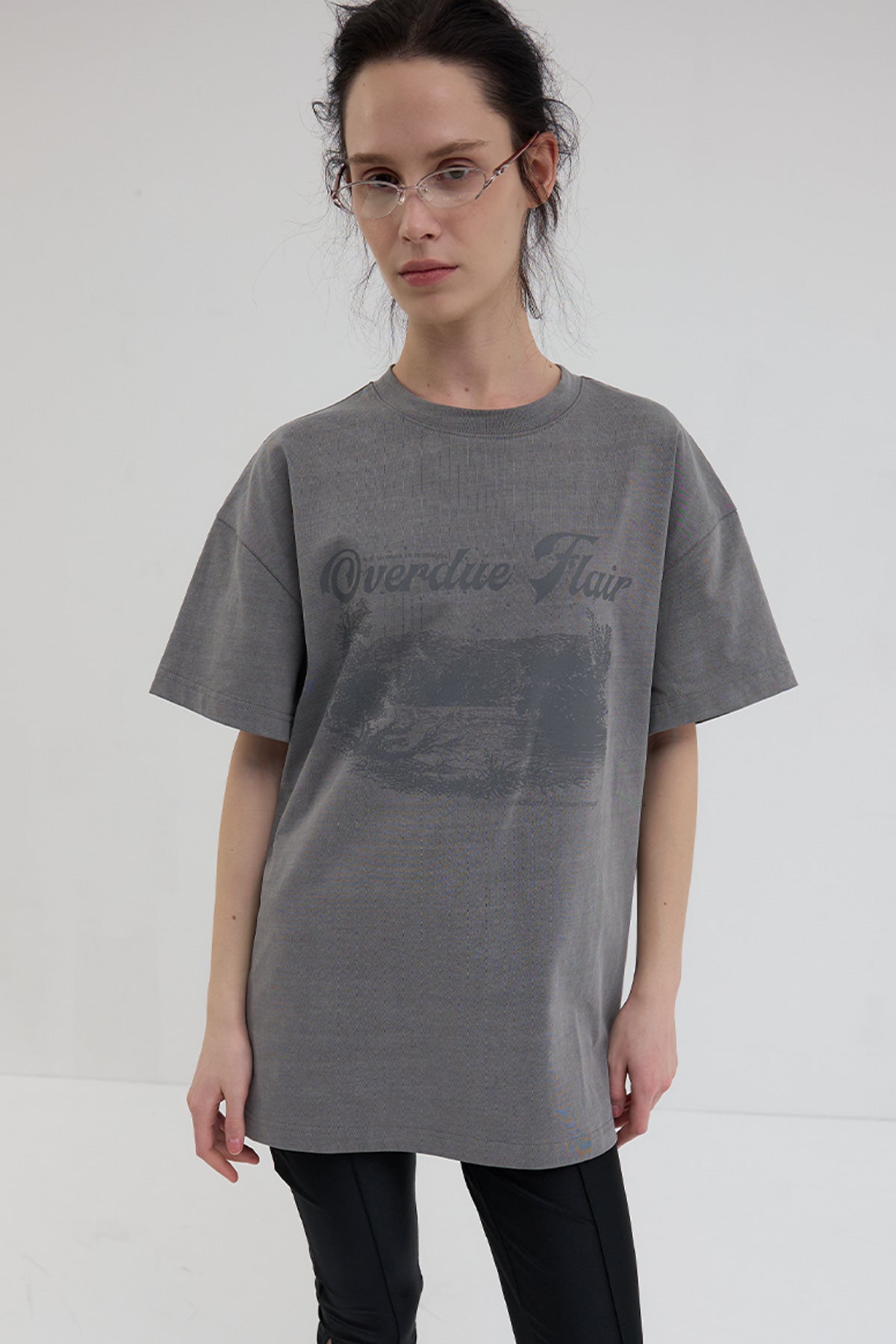 Overdueflair New Vintage Printing T-Shirt Charcoal