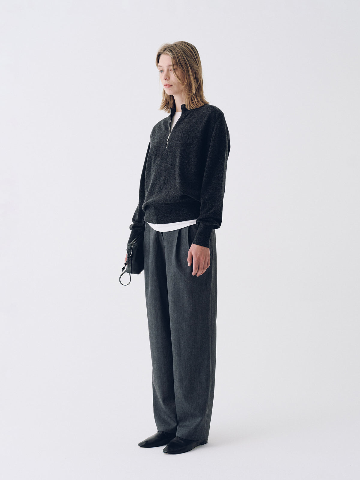 Nothing Written Frame Wool Pants (Charcoal)
