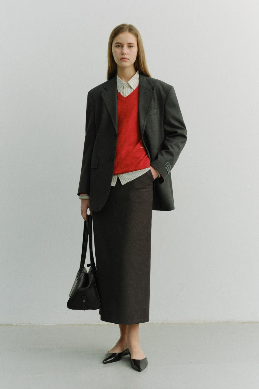 Dunst H-Line Striped Maxi Skirt Grey Stripe