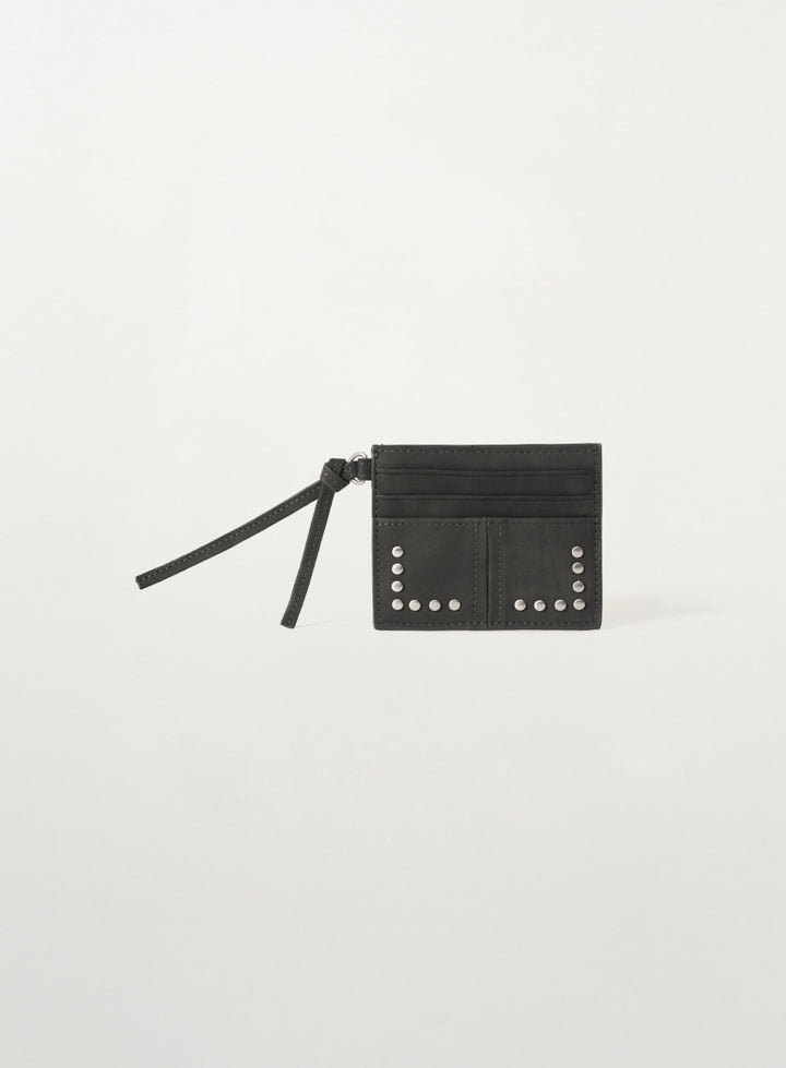 Satur Stud Card Wallet - Charcoal