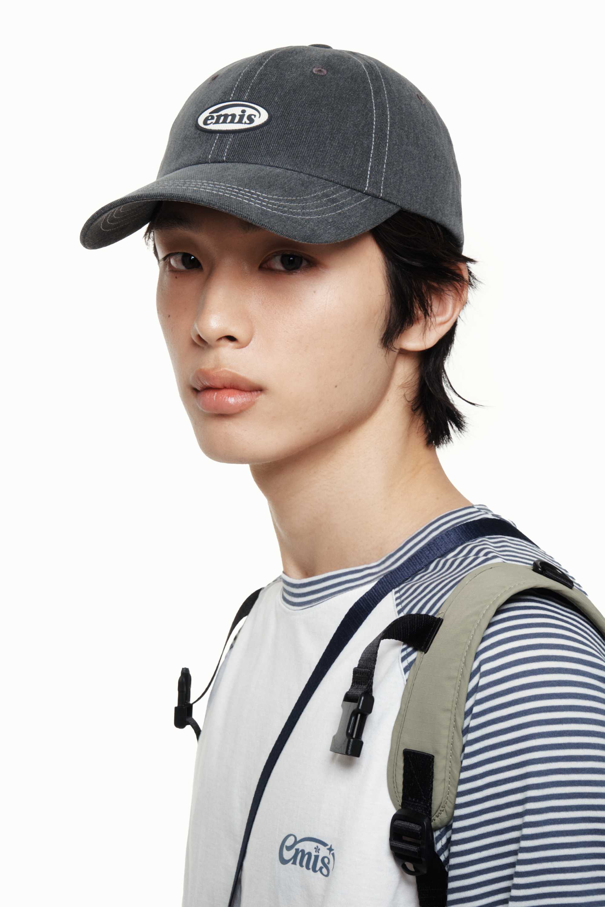 Emis Mini Rubber Patch Pigment Ball Cap-Black