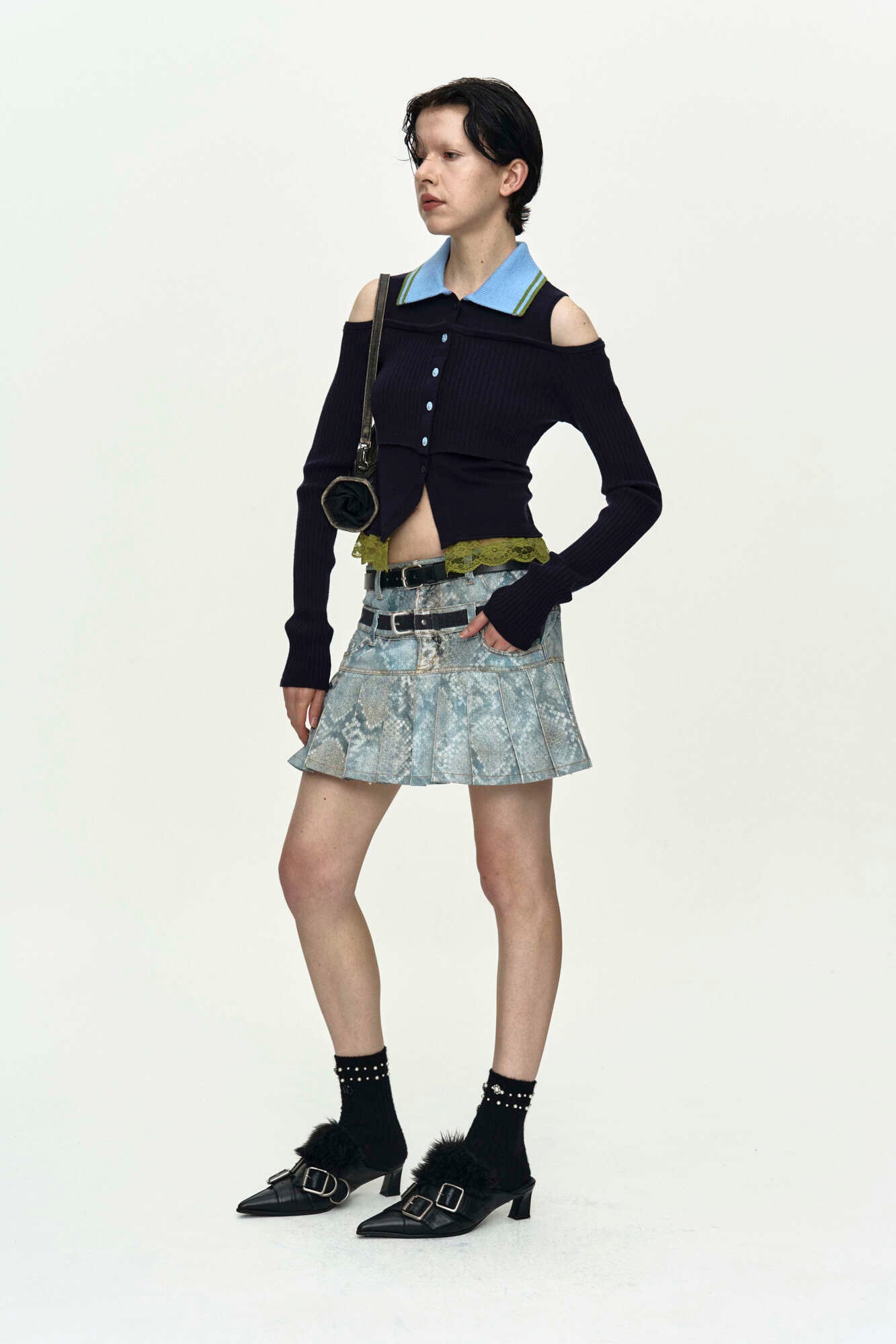 Andersson Bell Python Fade Denim Printed Skirt