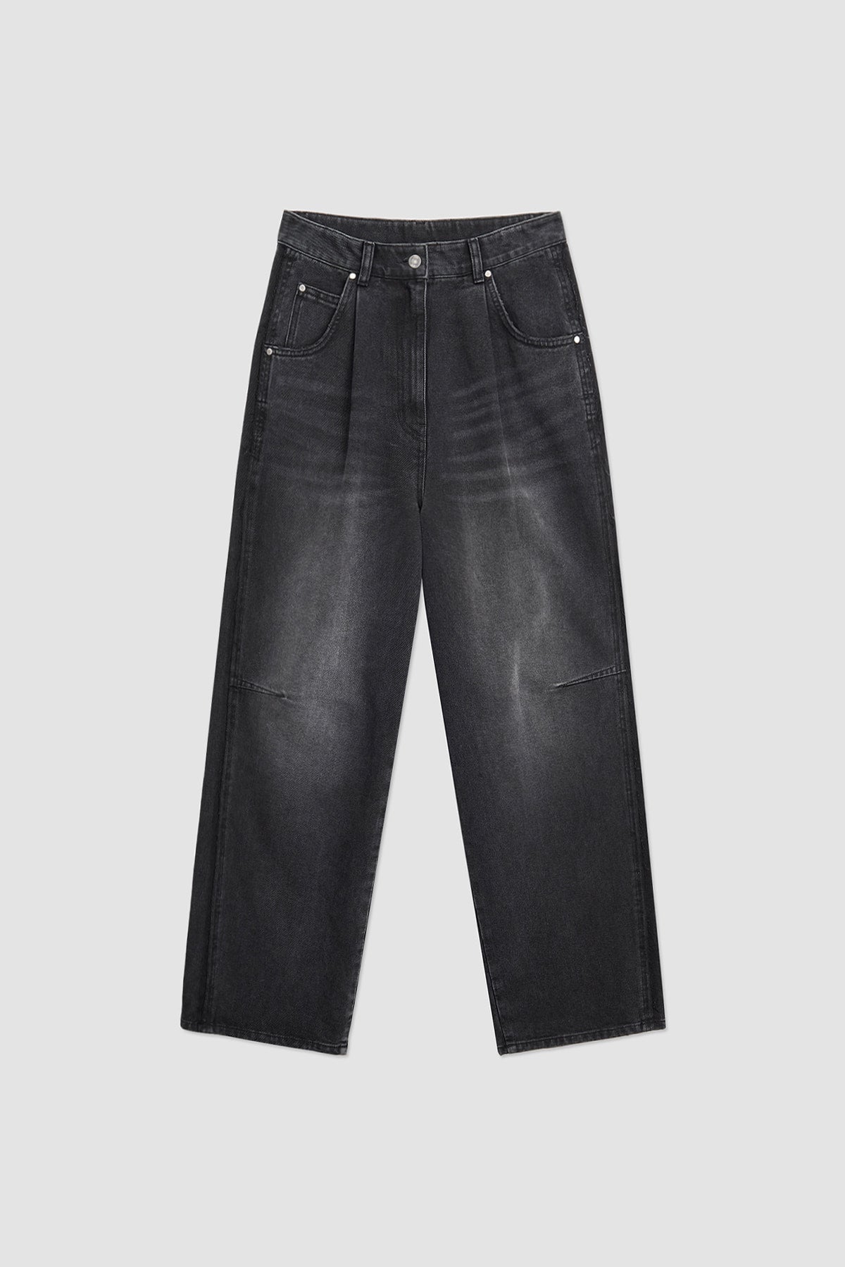 Matinkim Side Pannel Pintuck Denim Pants IN Dark Grey