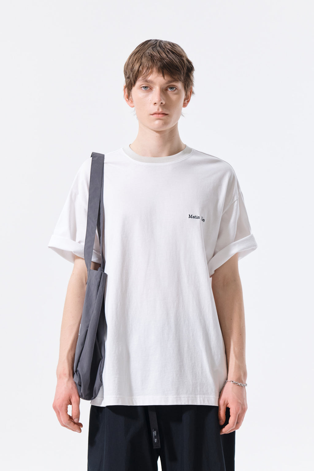 Matinkim Tonal Rib Back Logo Top For Men IN White
