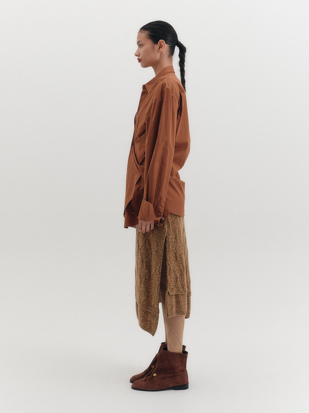 EENK Asymmetrical Knitwear Skirt - Camel