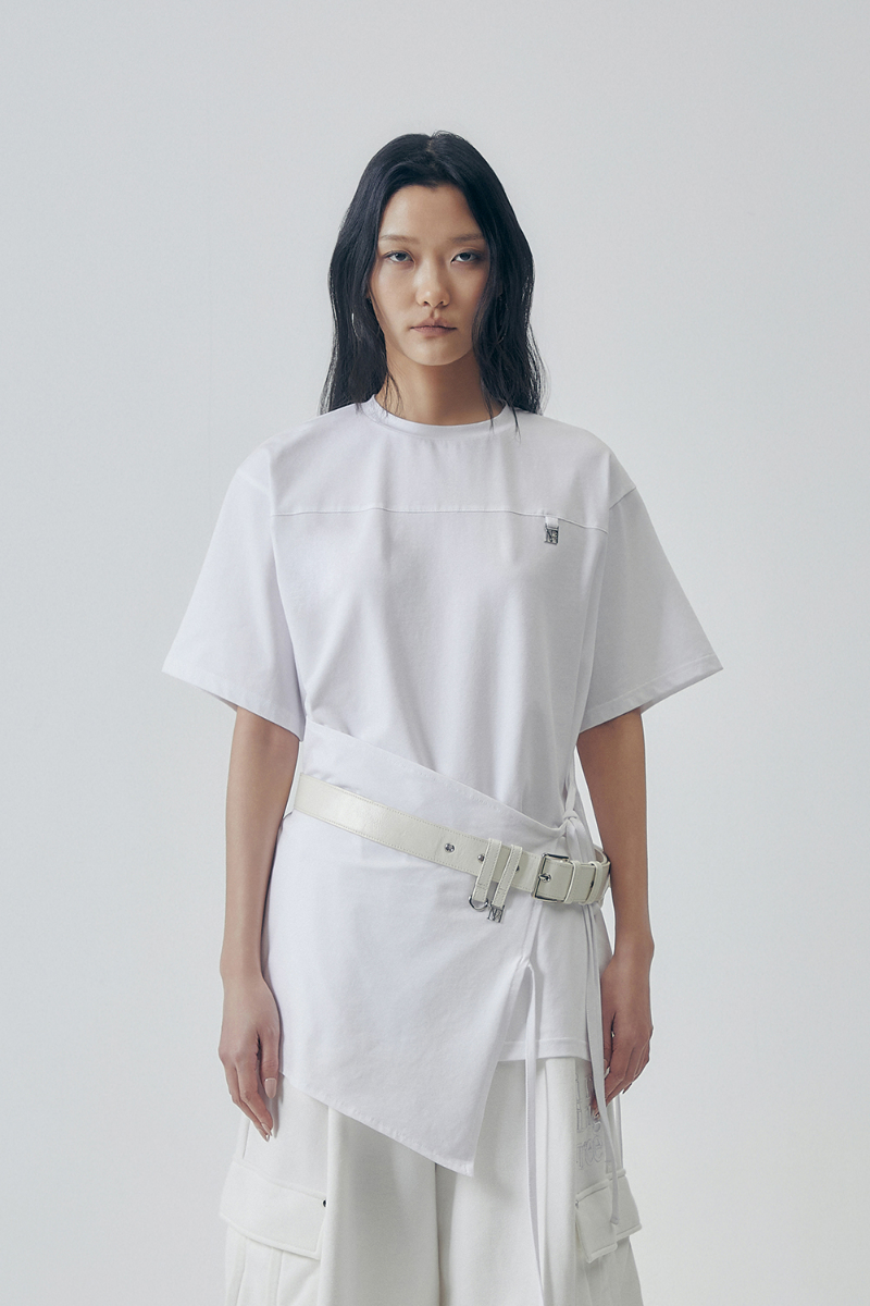 Treemingbird Overlay Tie Detail T-Shirt White