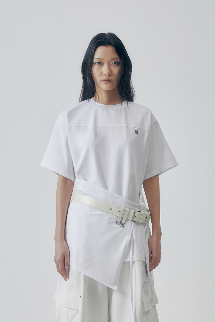 Treemingbird Overlay Tie Detail T-Shirt White