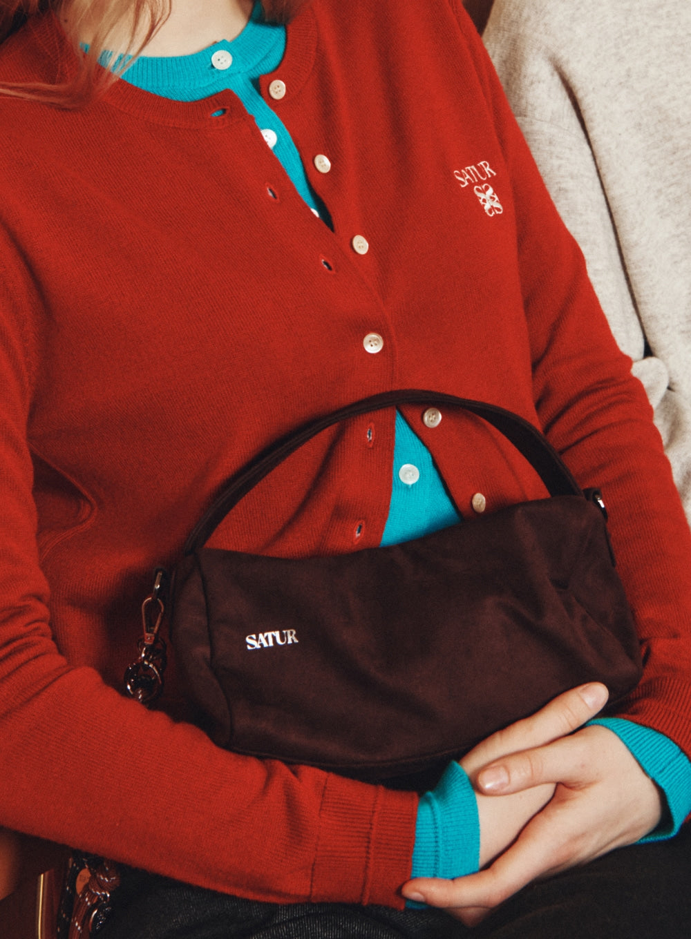 [satur] Verona Synthetic Suede Bag - Brown