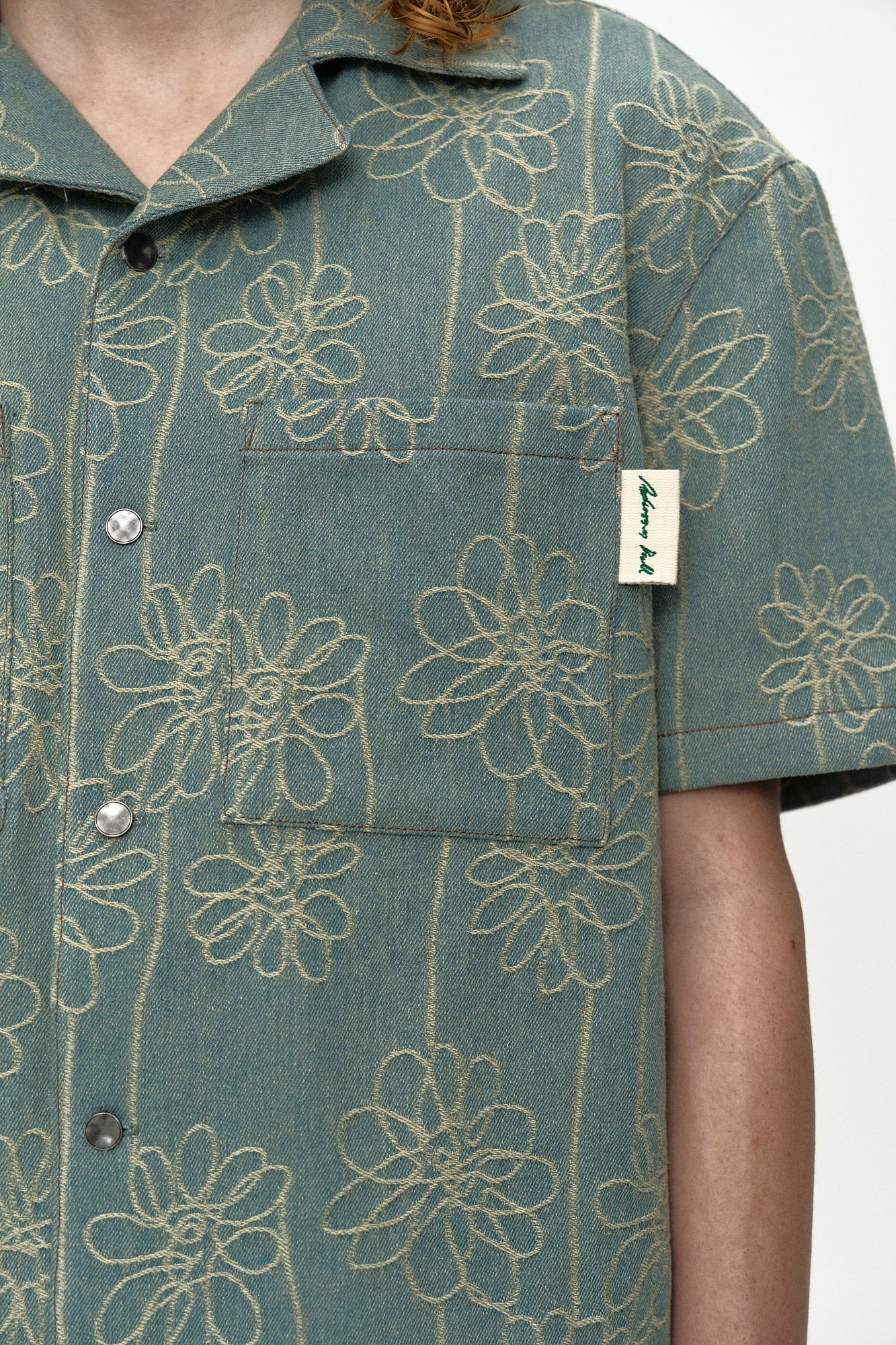 Andersson Bell Flower Embroidery Open Collar Shirt