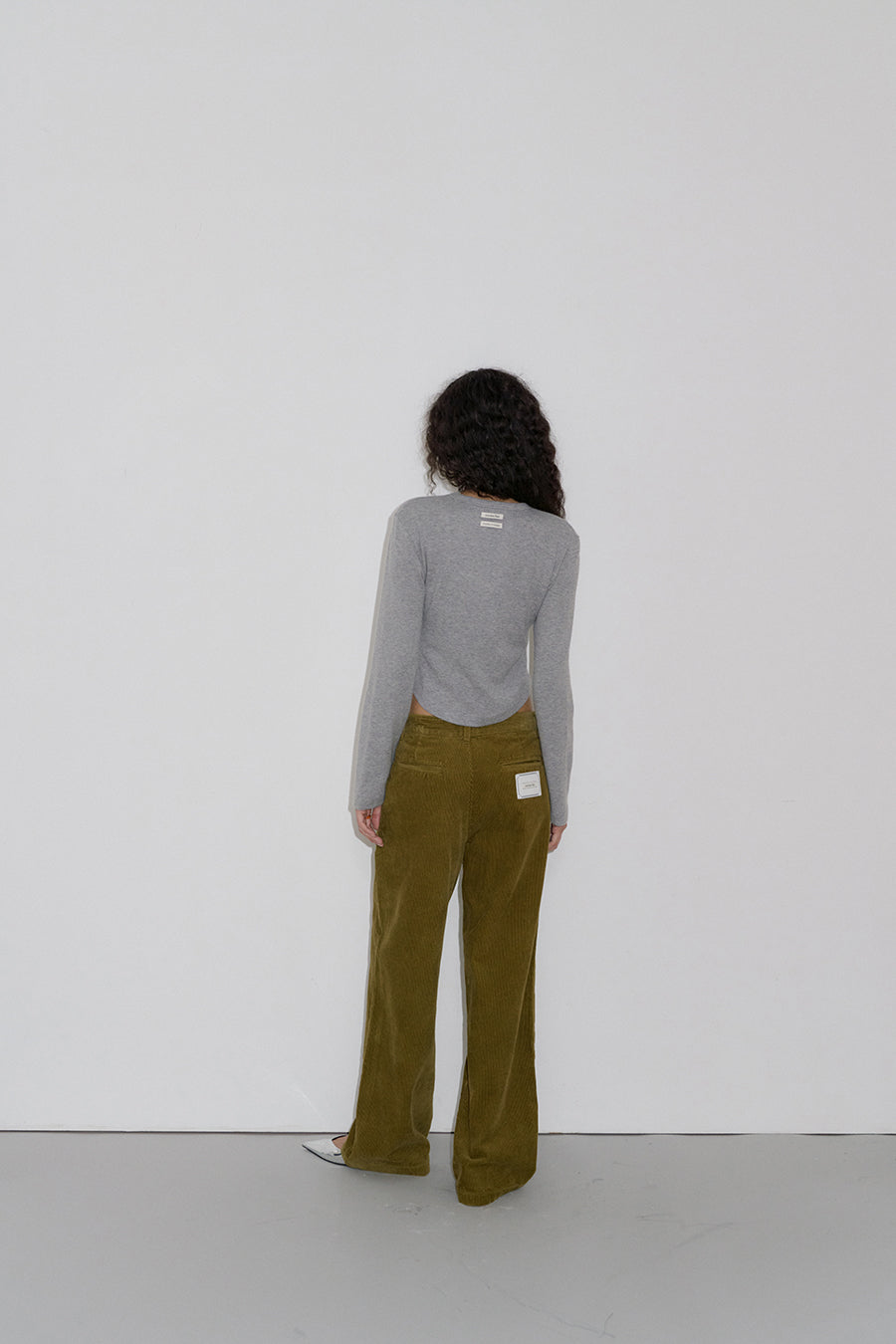 Overdueflair Line Crop T-Shirts Melange Grey