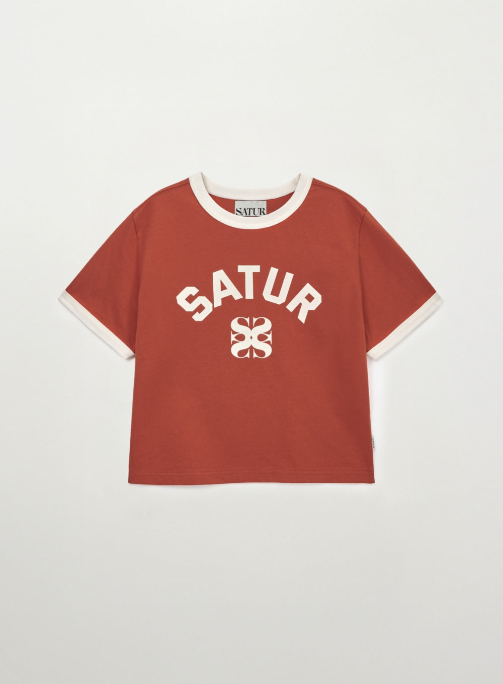 Satur (W) Arch Logo Ringer T-Shirt - Red