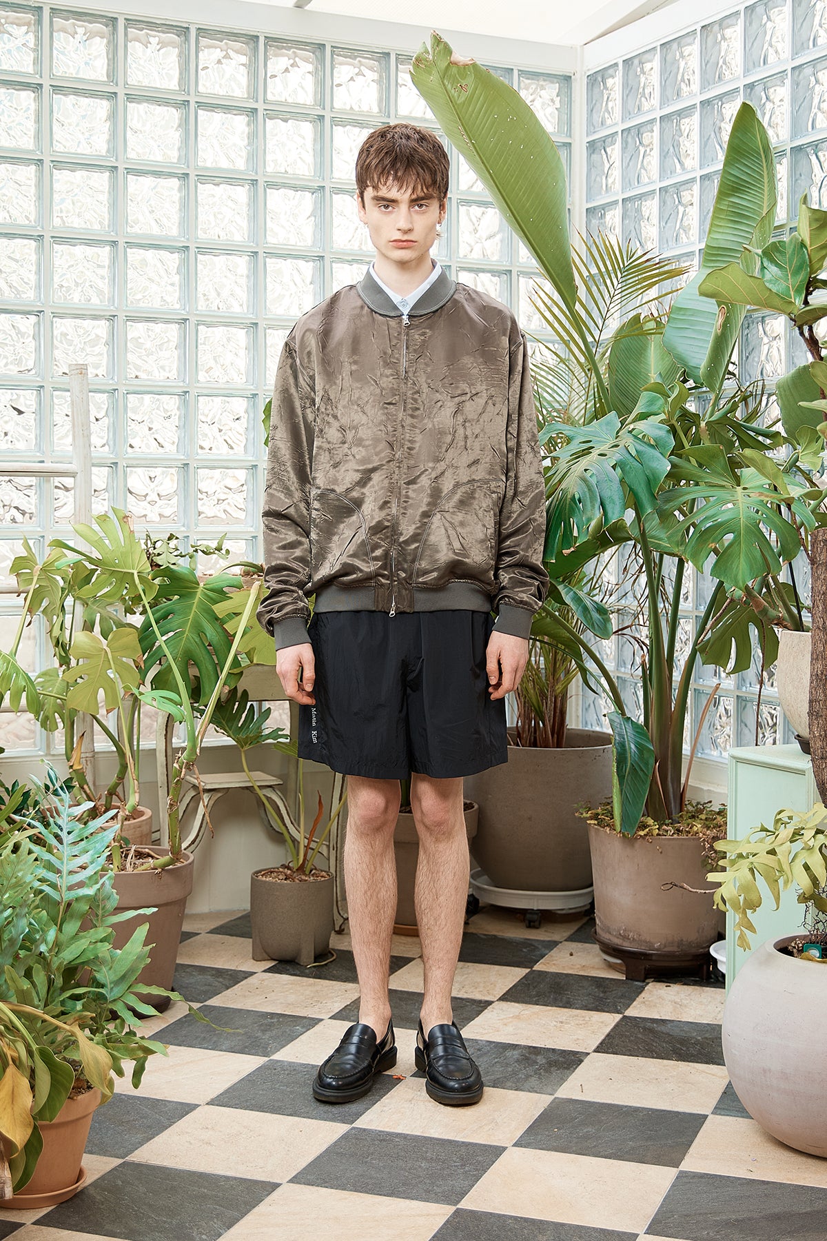 [matinkim] BACK LOGO CRINKLE BLOUSON FOR MEN IN KHAKI