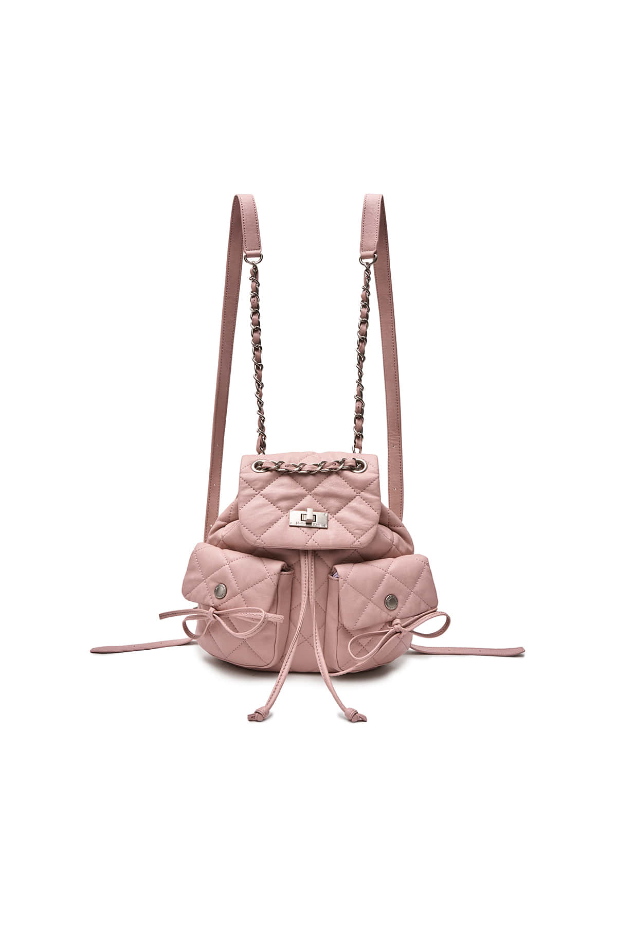 Matinkim Double Pocket Quilting Mini Backpack IN Pink