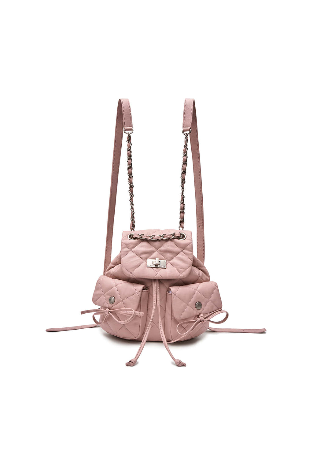 Matinkim Double Pocket Quilting Mini Backpack IN Pink