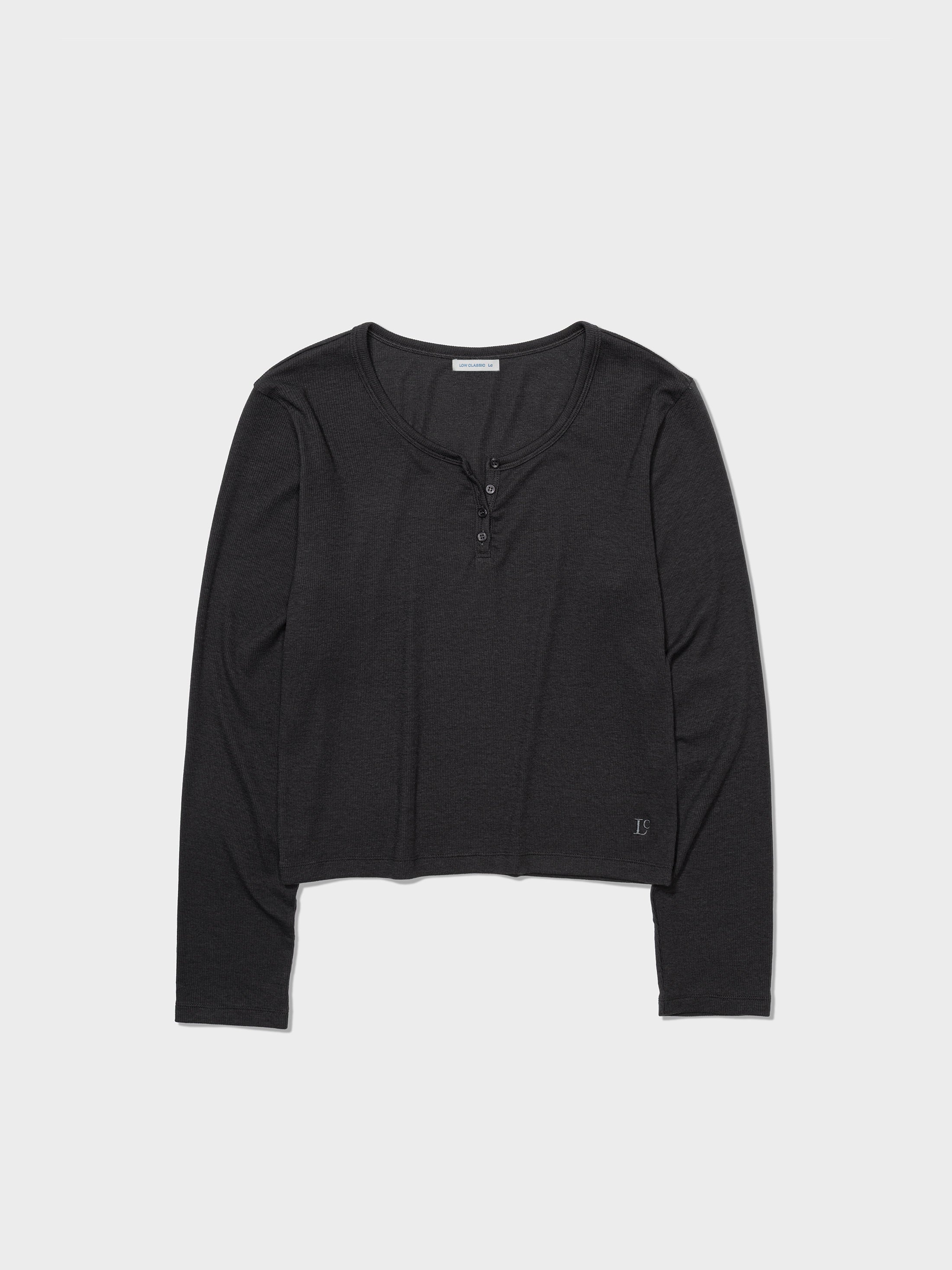 [Low Classic] Henry Neck Long Sleeve T-Shirt_Charcoal