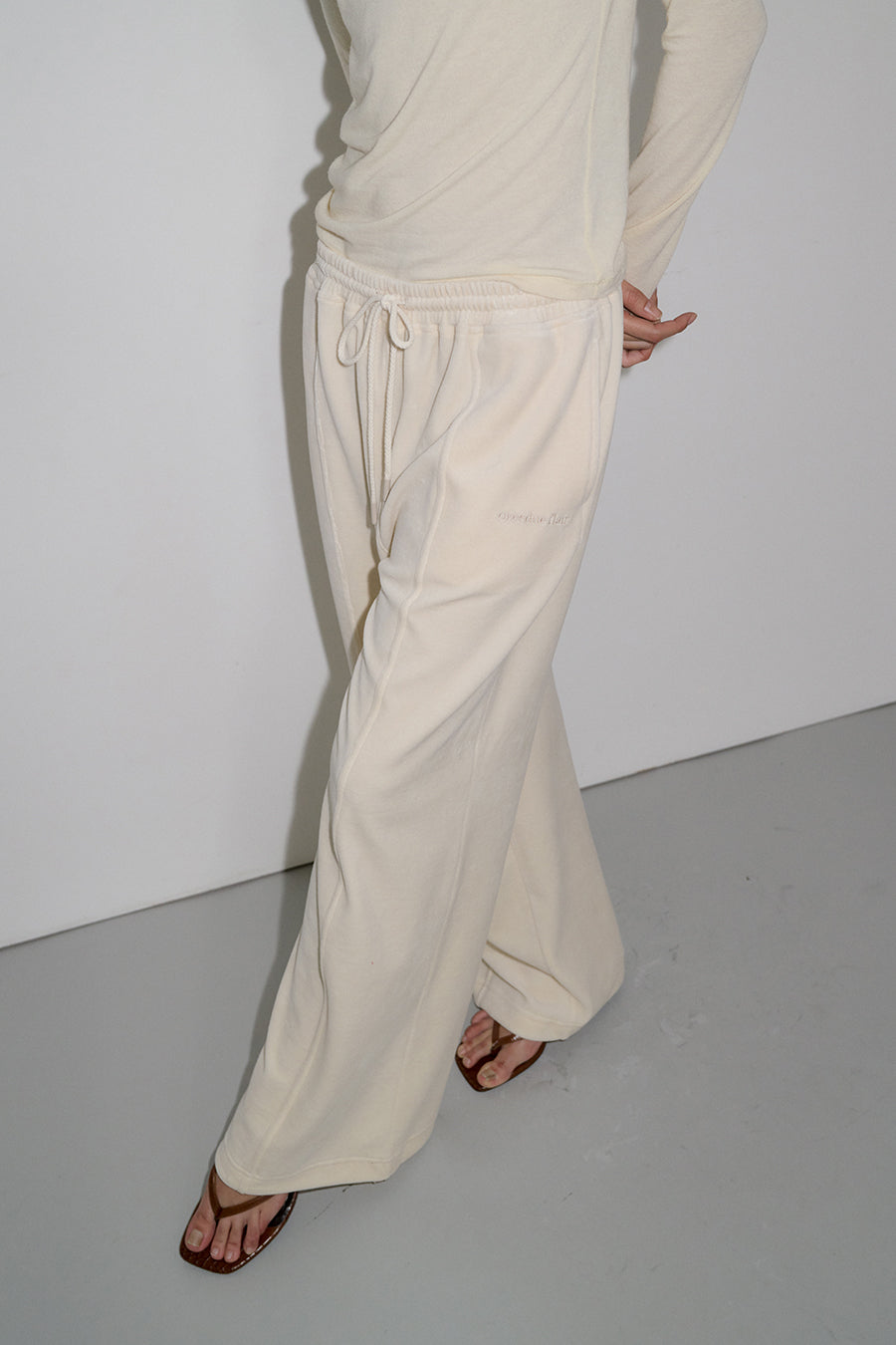 Overdueflair Two Way Velour Pants Cream
