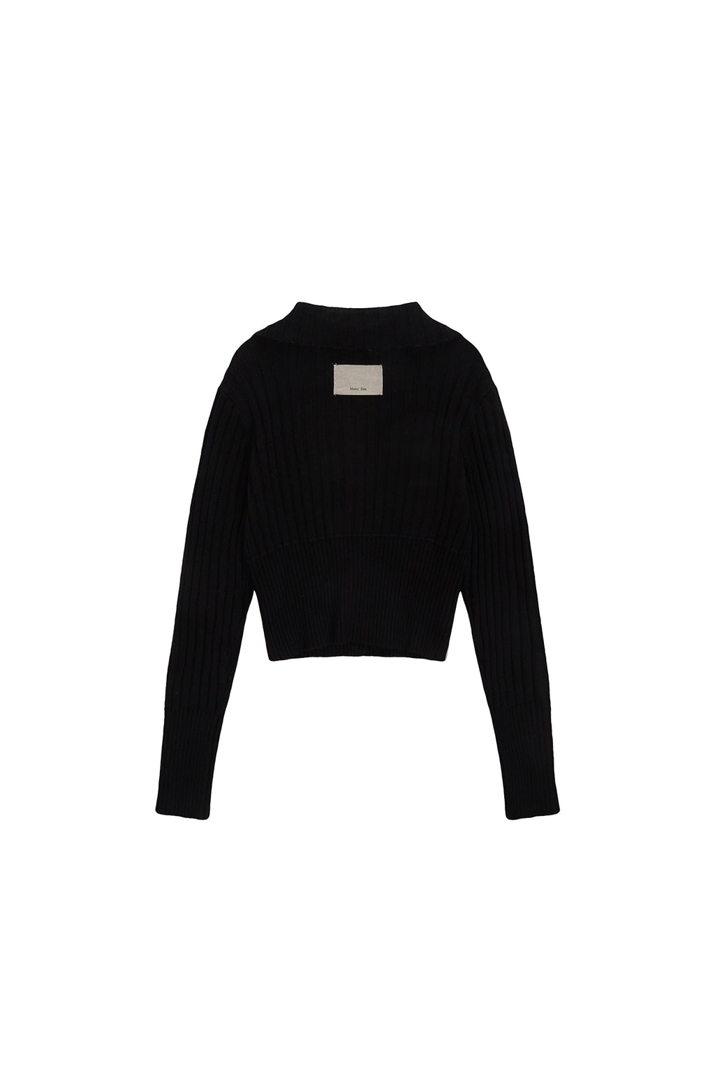 [matinkim] SEMI CROP KNIT BUTTON CARDIGAN IN BLACK