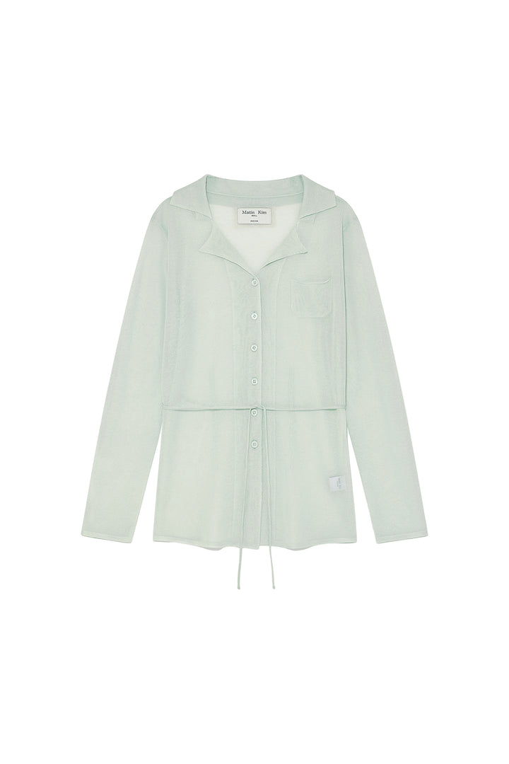 Matinkim String Point Plain Long Cardigan IN Mint
