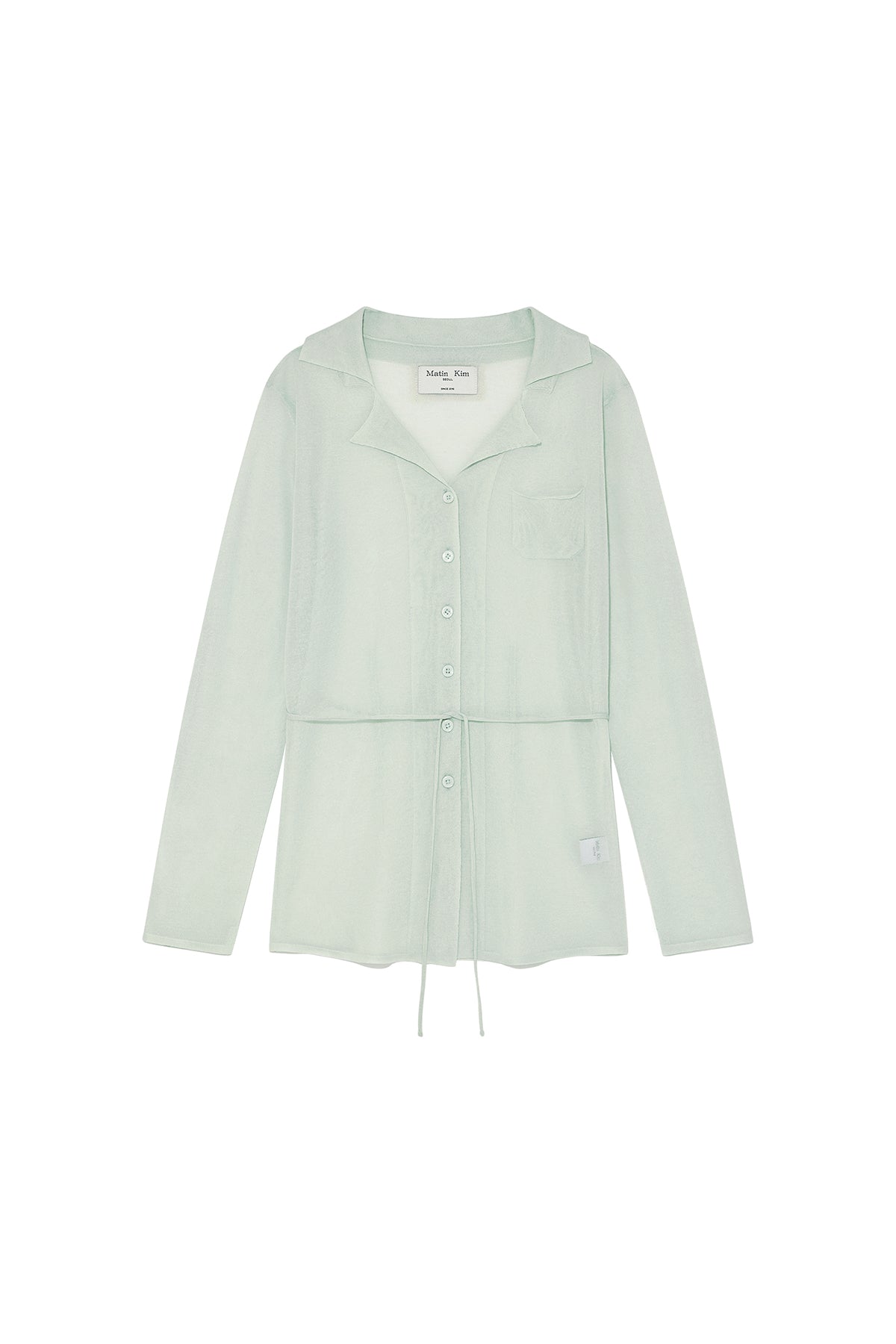Matinkim String Point Plain Long Cardigan IN Mint